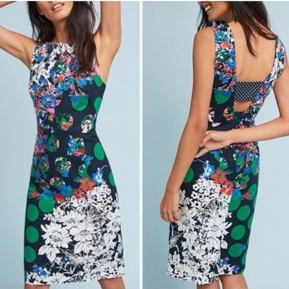 Anthropologie Maeve Floral and Polka Dot Midi Dress NWT